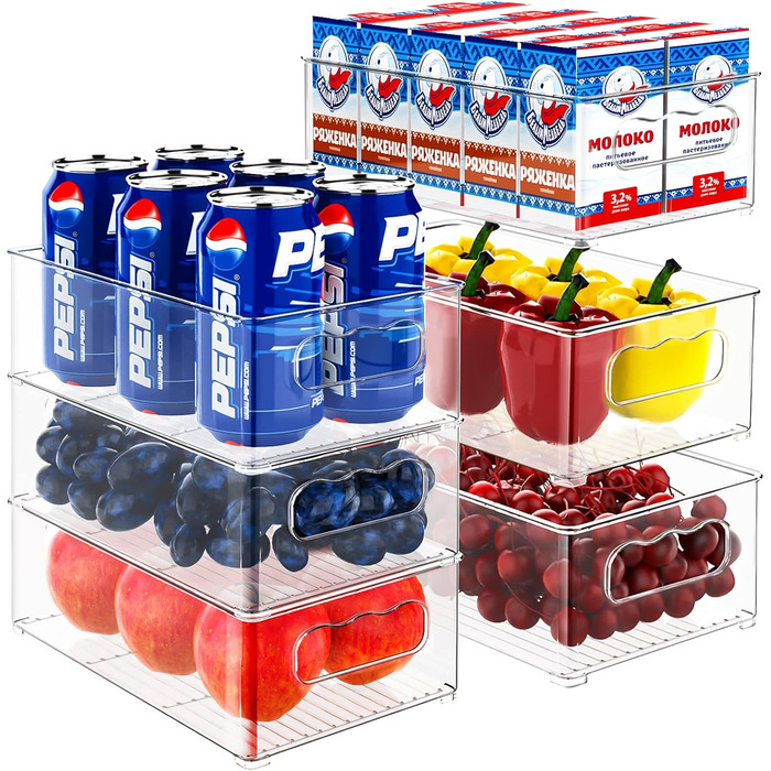 Набір холодильників-органайзерів 9 упаковок (3 розміри) Холодильник-органайзер, кухонний органайзер для комори, морозильної камери, шафи, ящика, офісу (2 розміри 6 упаковок)