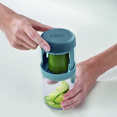 Овочерізка ручна спіральна 3-в-1 з трьома змінними насадками Joseph Joseph GADGETS, сірий, 7,8 х 7,8 х 16 см