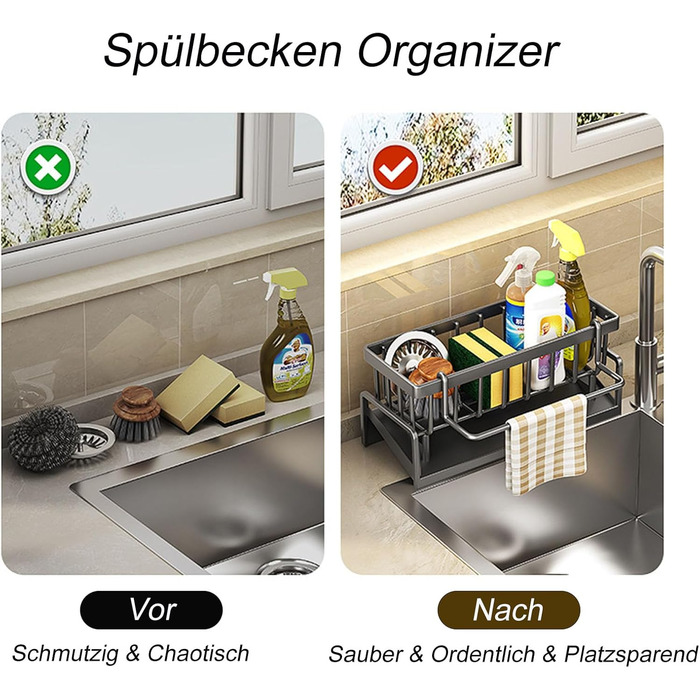 Органайзер для раковини, чорний ViWaVee