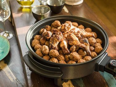 Многофункциональная сковорода Ø40см со стеклянной крышкой, антипригарное покрытие, 1.500 Вт, AHP1800Z, цвет черный (Ø 28.5 см)