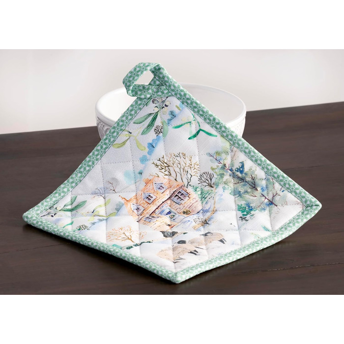 Рукавички для духовки, прихватки для каструль Maison d&39 Hermine, 100 бавовна, термостійкі кухонні рукавички, рукавички для духовки (19 x 33 см) та прихватки для каструль (20 x 20 см) для приготування їжі, Морзін - Рукавички для духовки (19 x 33 см) та п