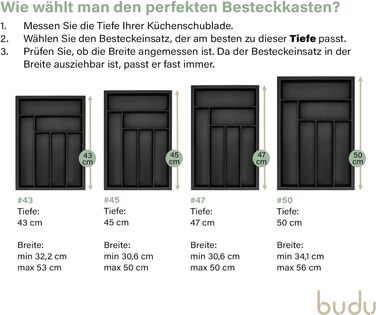Лоток для столових приборів budu 47 (глибина 47 см) від - Організатор для кухонних шухляд - Висувний - Організатор для кухонних шухляд (50 см, бамбук - чорний)